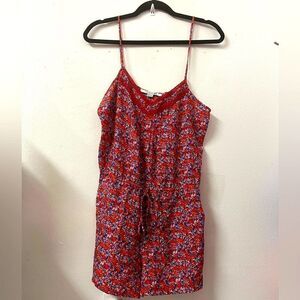 FOREVER 21 Red & Blue Flower Romper size small petite